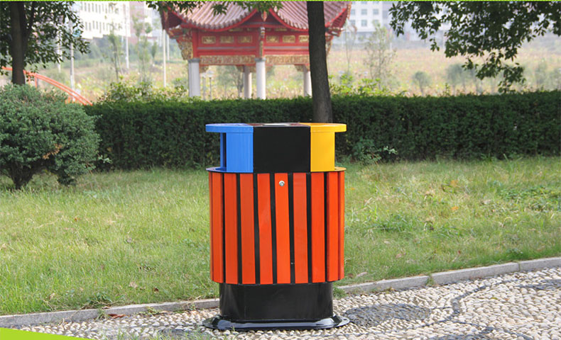 公園HW-08用のプラスチック木材を使用した屋外廃棄物缶